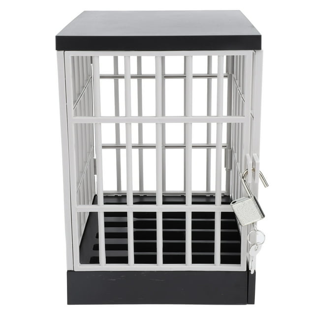 Mobile Phone Prison, 13x15x19cm Plastic Family Time Cell Phone Jail Lock Box with 2 Keys for Classroom