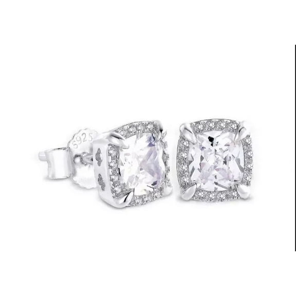 Princess Cut Diamond Stud Mens Earrings Gold