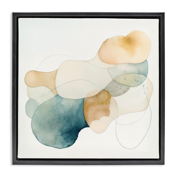 Stupell Industries Transitional Soft Oblique Abstract Shapes Black Floating Frame Canvas Art, 18 x 18, by Irena Orlov