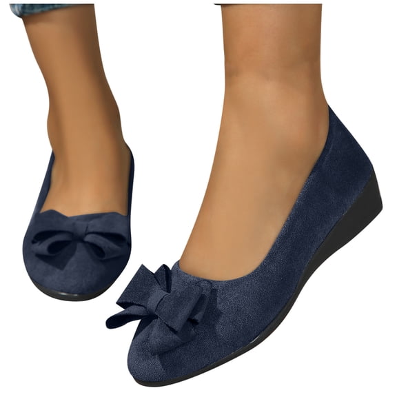 Purcolt Womens Bowknot Flats Shoes Casual Trendy Round Toe Shallow Mouth Ballet Flats Comfortable Summer Slip On Dailywear Dress Shoes