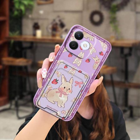 LYM-Phone Case For Honor X60i, Cartoon Card bag TPU Fashion Design Solid color Waterproof Graffiti Anti-dust protective Anti-knock Shockproof Card slot Full wrap Cover Skin feel silicone