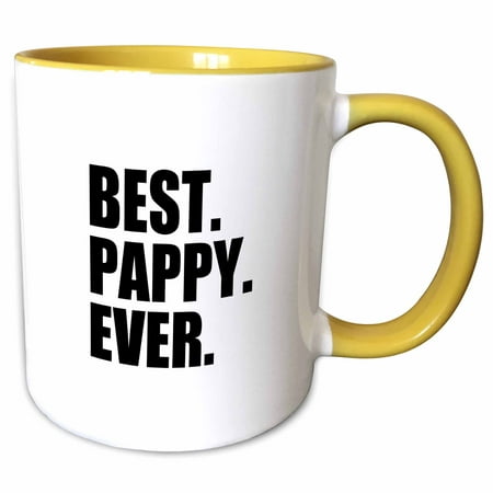 3dRose Best Pappy Ever - Gifts for Grandfathers - Granddad Grandpa nicknames - black text - family gifts - Two Tone Yellow Mug,