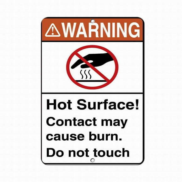 Size: 16" x 12" Warning Hot Surface! Contact May Cause Burn Hazard Sign Tin Signs Wall Decor