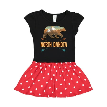 

Inktastic North Dakota Vacation Bear Silhouette Gift Toddler Girl Dress