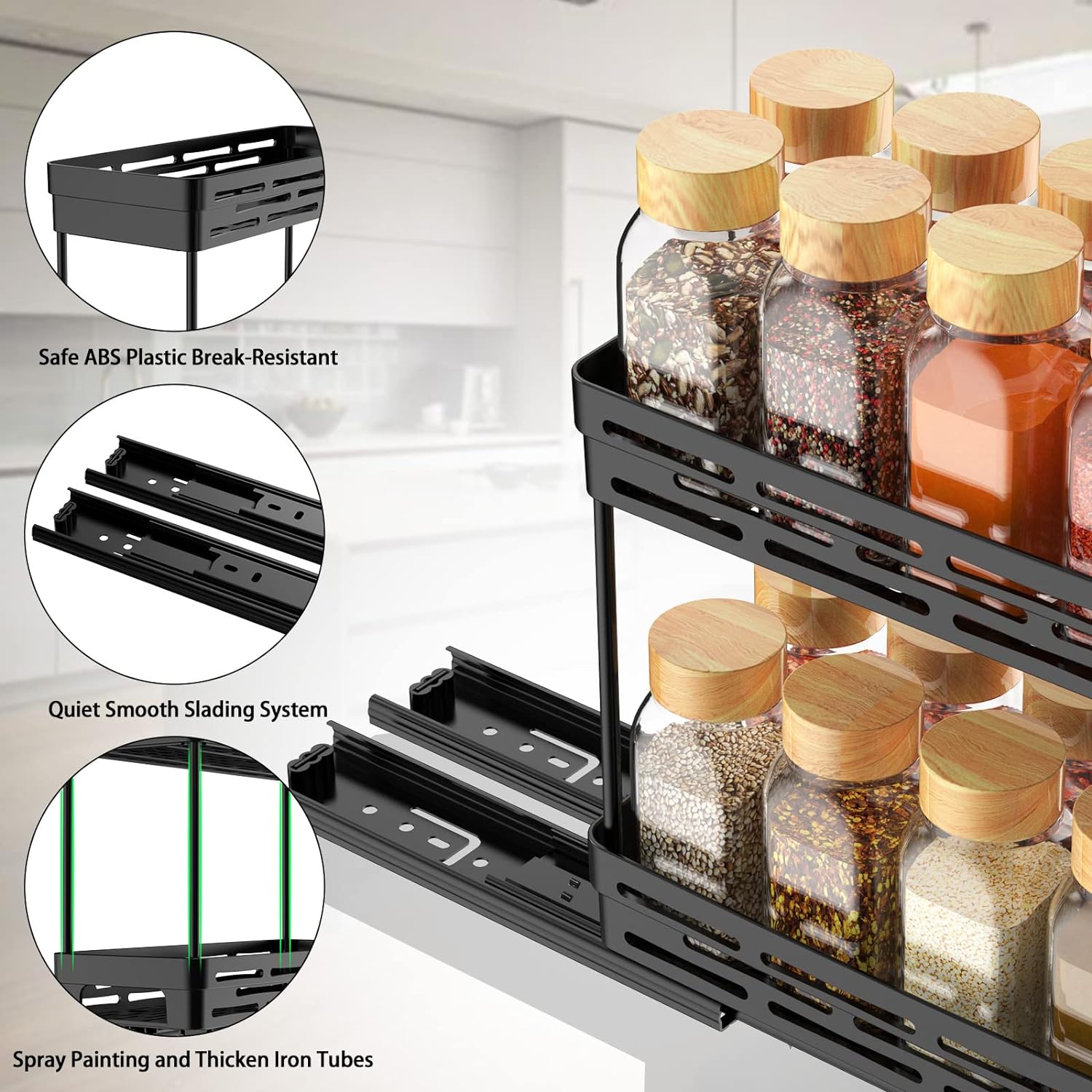 Aokiwo 2-Pack Pull-Out Cabinet Spice Rack Organizer photo 3