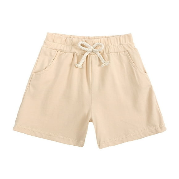 XASZHN Kids Unisex Toddlers and Babies' Cotton Pull on Shorts Breathable Cotton Baby Boys' Girls' Shorts Cargo shorts Beige 12-24 Months