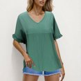 thumbnail image 3 of Mittory Womens Tops Casual V Neck Ruffle Sleeve T Shirts Babydoll Loose Fit Peplum Tops, 3 of 7