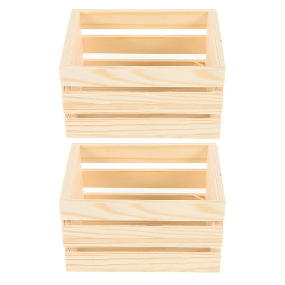 Masteelf 2pcs Miniature Wood Crates Dollhouse Storage Dollhouse and Micro Landscape Decor Small Wooden Baskets for Miniature Supermarket Food and Drink Display