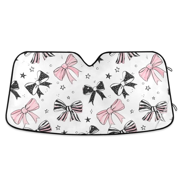 Bowknot Star Car Windshield Sun Shade Foldable Car Front Window Visor Heat and UV Protection 53x23.5