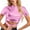 Pink, variant on Women's Solid Color Reflective Shiny Metallic Round Neck Short Sleeve Crop Top T Shirt(Red,Xl)