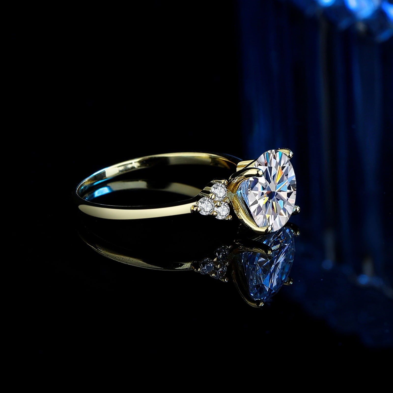 3 Carat Round Moissanite Rings for Women Gold Engagement Ring 925 Sterling Silver Bands Moissanite Promise Rings For Her Anniversary Ring Size 6-9
