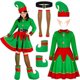 thumbnail image 1 of Disfraz de elfo verde para fiesta familiar de Navidad, disfraz de Papá Noel, vestido de terciopelo, sombrero, cinturón, pantimedias, orejas, traje de Año Nuevo 2025, 1 of 5