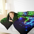thumbnail image 6 of Manfei Modern Catoon Gamepad Queen Comforter Set for Teen, Video Gaming Lover Bedding Sets, Neon Stripes Abstract Reversible Bedding Comforter Set, Luxury Bedroom Decor, 3 Pieces, 6 of 9