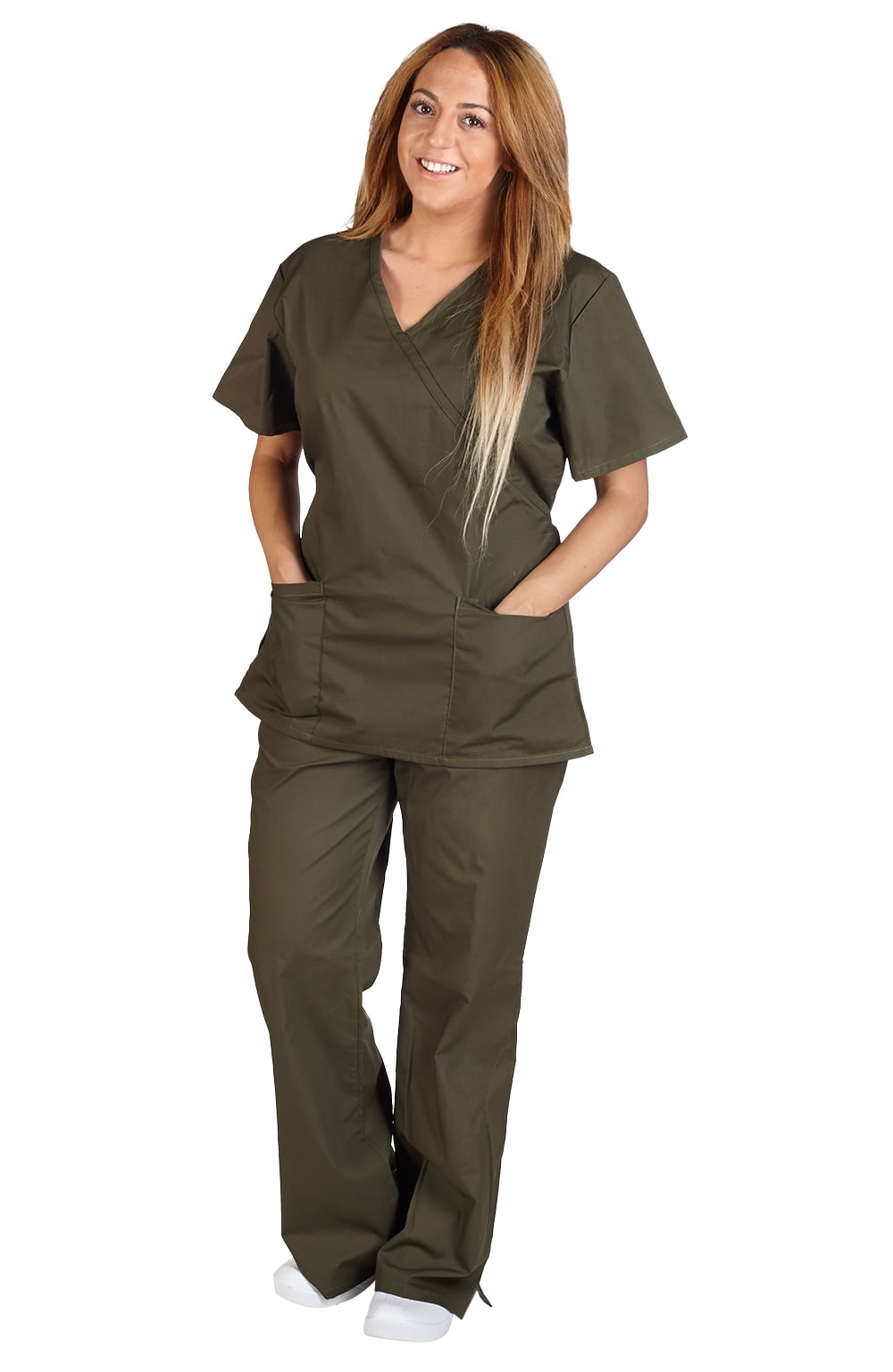 M&M Scrubs Women's Tie Back Solid Medical Scrub Set