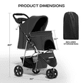 thumbnail image 2 of OSM 3-Wheel Foldable Pet Stroller, Lightweight Travel Jogger Carrier for Small & Medium Dogs & Cats up to 33lbs, with Breathable Mesh Cover, Cup Holder & Storage Basket, Black, 2 of 10