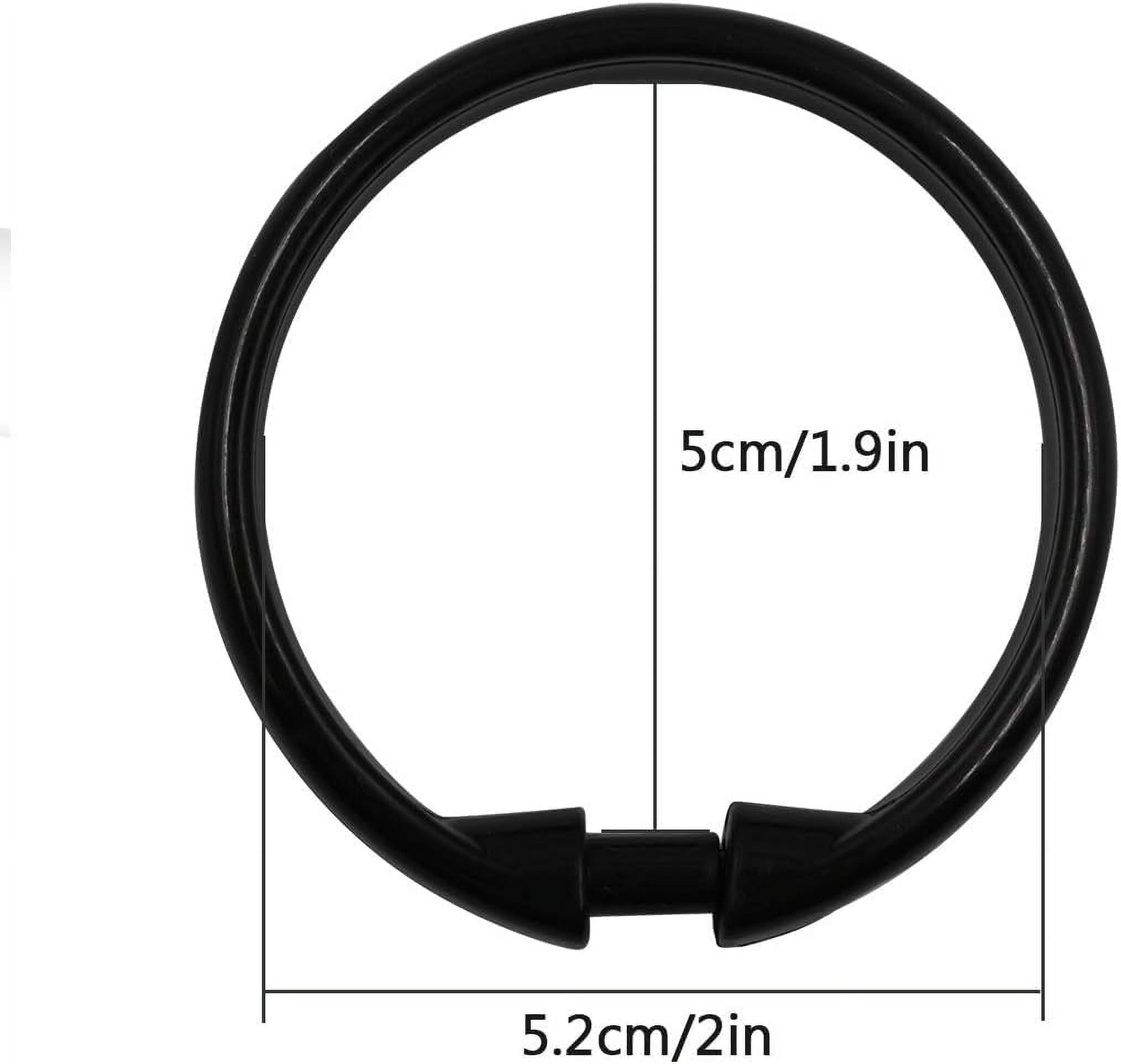 Qulable Shower Curtain Rings-24 Pack- Plastic O-Shaped Rings Hook Glide Easily on Bathroom Shower Rod (Black)