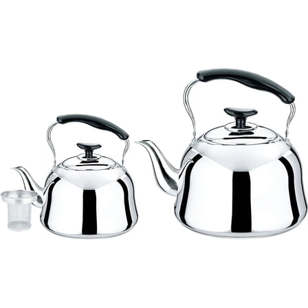 HausRoland Stainless Steel Kettles with Infuser Set of 2 Tea Kettle 1.1-qt. (1 L) and 3.2-qt. (3 L)