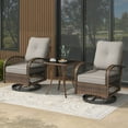thumbnail image 2 of MELLCOM 3 Pieces Patio Furniture Set, Outdoor Swivel Rocker Patio Chairs, Wicker Patio Bistro Set with Rocking Chair, Thickened Cushions and Glass Coffee Table for Backyard, Garden, Grey, 2 of 9