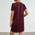 thumbnail image 4 of Summer Romper Dress for Women with Pockets,New Trendy 2025 Loose Fit Short Sleeve Ruched Sheath T-Shirt Dress, 4 of 7