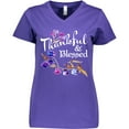 thumbnail image 3 of Inktastic Thankful and Blessed Inspirational Saying with Flowers Women's V-Neck T-Shirt, 3 of 5
