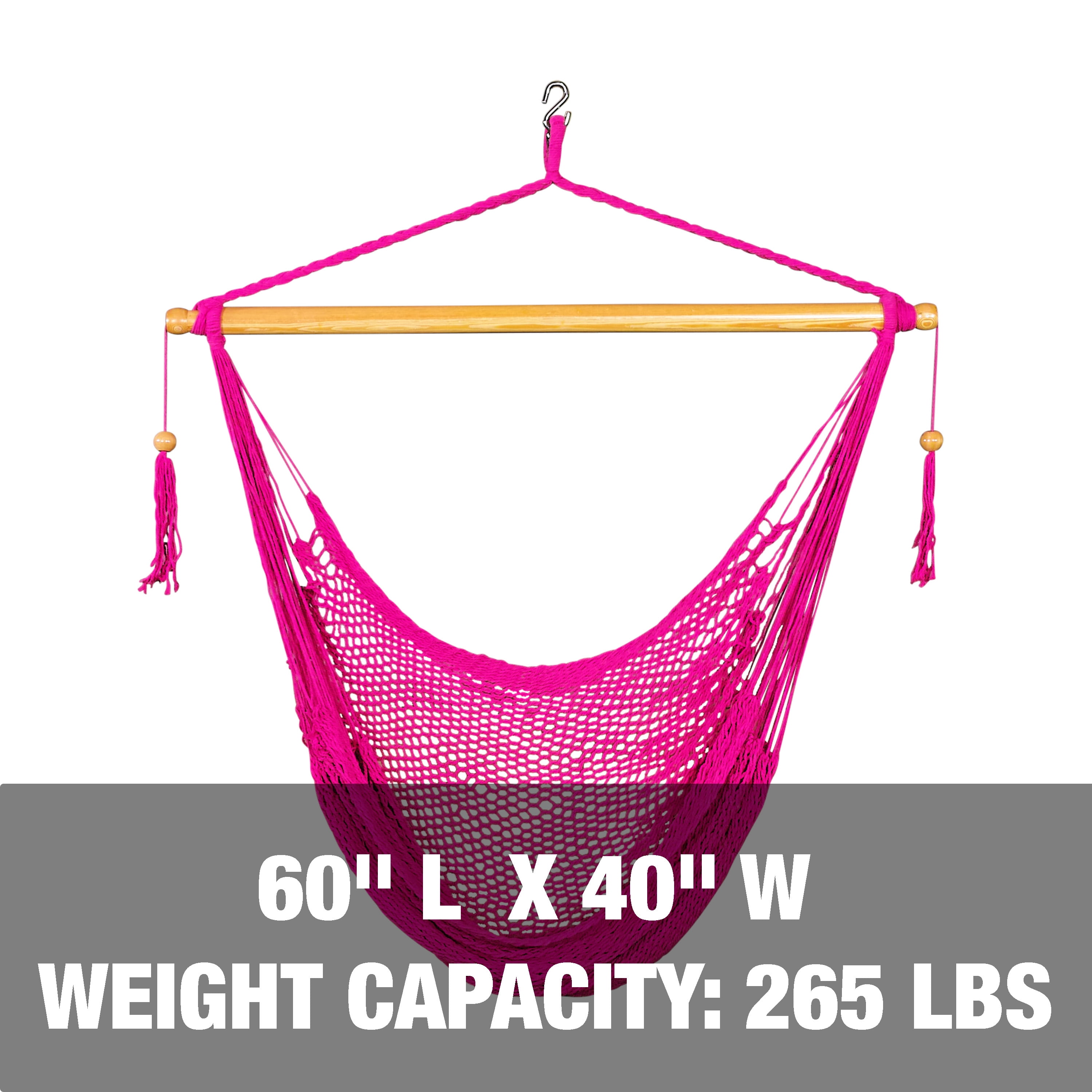 Bliss Hammocks Island Rope Hammock Chair with Spreader Bar - Pink, 60" L x 40" W