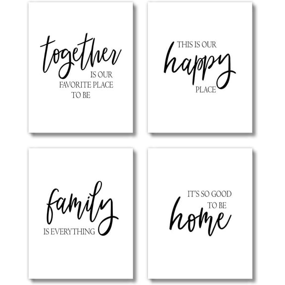 Farmhouse Canvas Wall Decor Art Prints Set - UNFRAMED 8 x 10 - Gallery Wall Living Room Family Room Kitchen Dining Room for Home (Family Together)