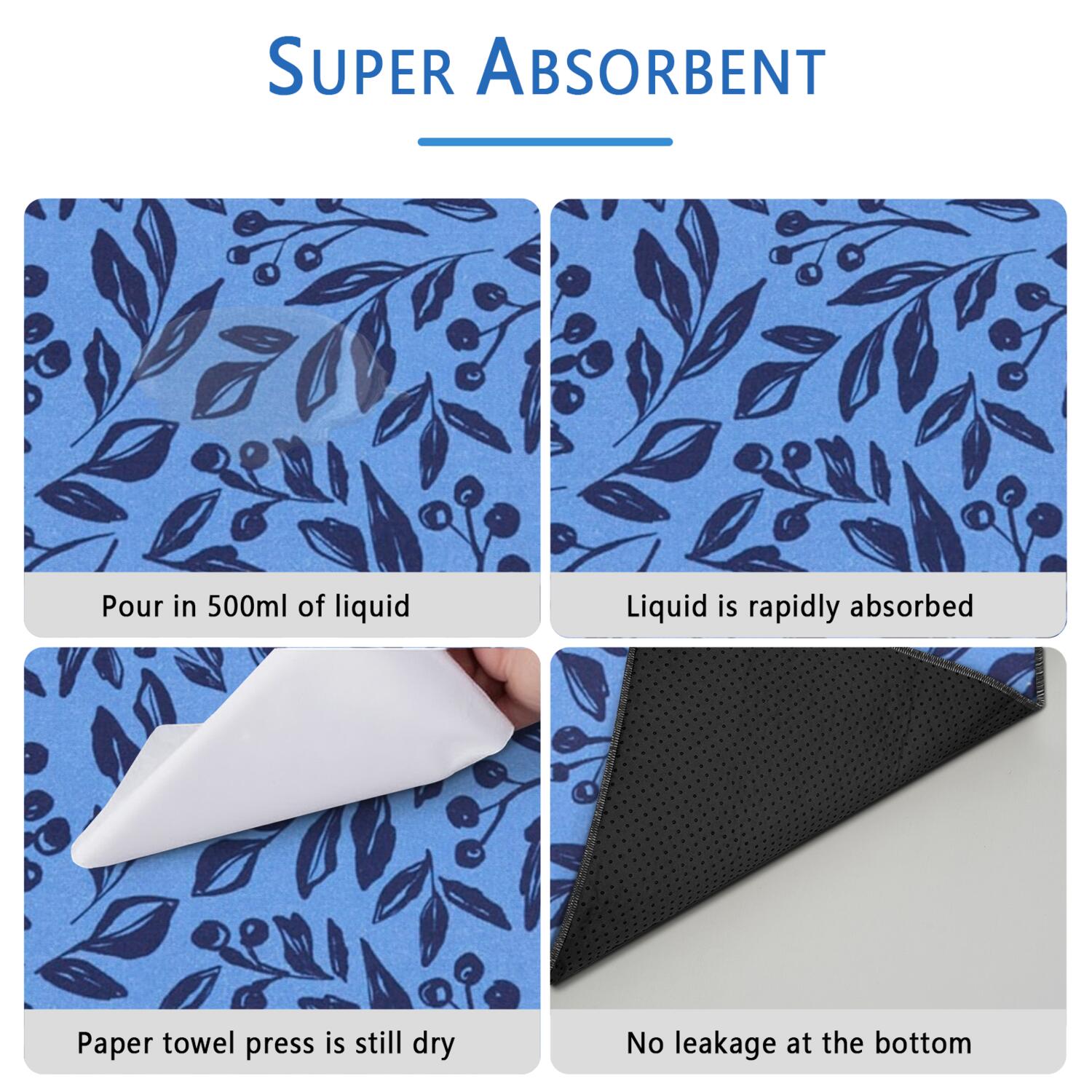 2-Set Floral Print Pet Potty Pads, Washable Reusable Dog Training Mats 24x35 Inch, Non-Slip Puppy Housebreaking Solution for Indoor Use