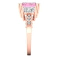 thumbnail image 3 of 4.27 ctw 3 Stone Anniversary Ring for Women | Emerald Cut Simulated Pink Diamond | Hyperallergenic Solid 18K Rose Gold, 3 of 5