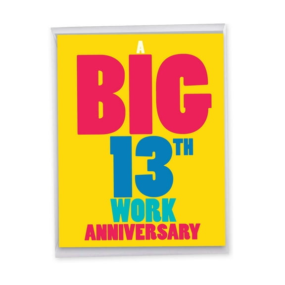 NobleWorks Oversize 13th Milestone Anniversary Greeting Card From Us 8.5 x 11 Inch with Envelope (1 Pack) Big, Jumbo 13 Years At Work J8250MAG-WA-US