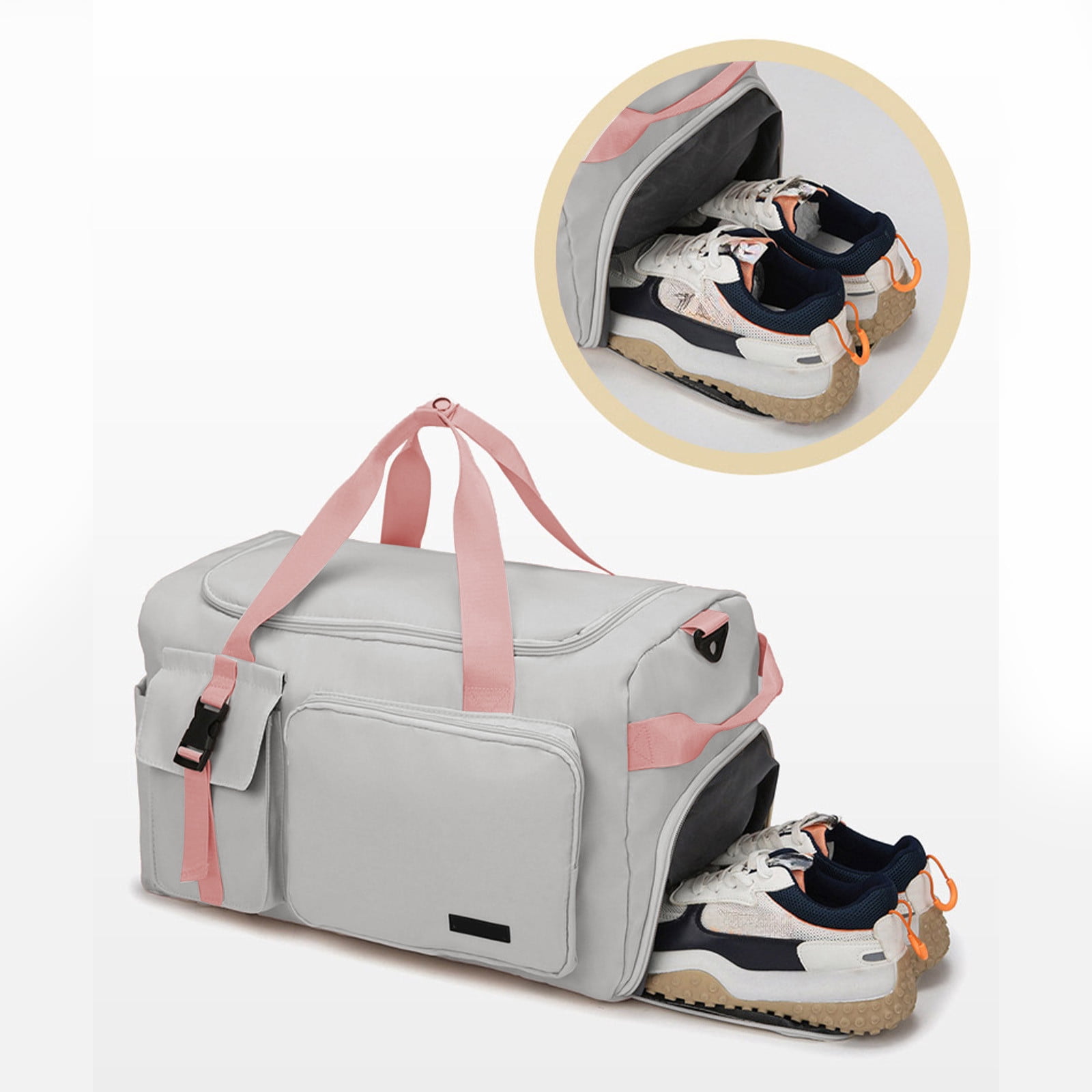 Large Capacity Gym Duffle Bag for Women - Lightweight Sports Travel Duffel for Workout, Training, Weekend Trip & Travel, Gray