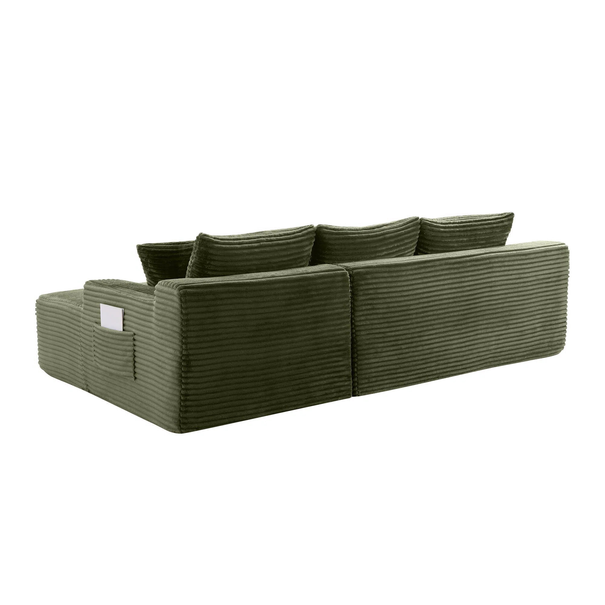 L-Shape Cloud Couch Modular Sectional Sofa Corduroy Boneless Sofa Couch with Chaise, No Assembly Sofa for Living Room, Green