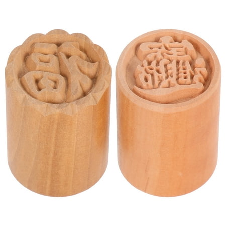 

NUOLUX 2Pcs Pastry DIY Pattern Maker Wooden Cookie Stamp Manual Moon Cake Press