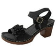 thumbnail image 2 of Pandaie Women's Orthopedic Wedge Sandals 2026 Arch Support Flower Dressy Slip on Open Toe Chunky Heeled Pumps for Wedding Party Casual Beach Black Size 6, 2 of 8