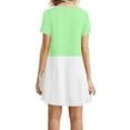 thumbnail image 5 of Plus Size Dresses for Women Tunic Short Sleeve Crewneck Mini Sundresses Casual Color Block Patchwork Print Dress, 5 of 5