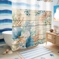 thumbnail image 5 of No Hook Shower Curtain, Beige Beach Coastal Shower Curtains for Bathroom with See Through Top Window, Summer Nautical Coral Shell Botanical Vintage Waterproof & Washable Bath Curtain Standard 72"x72", 5 of 9