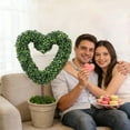 thumbnail image 6 of Artificial Heart Topiary Decoration With Green Foliage And White Florets For Home Office Garden, 6 of 8