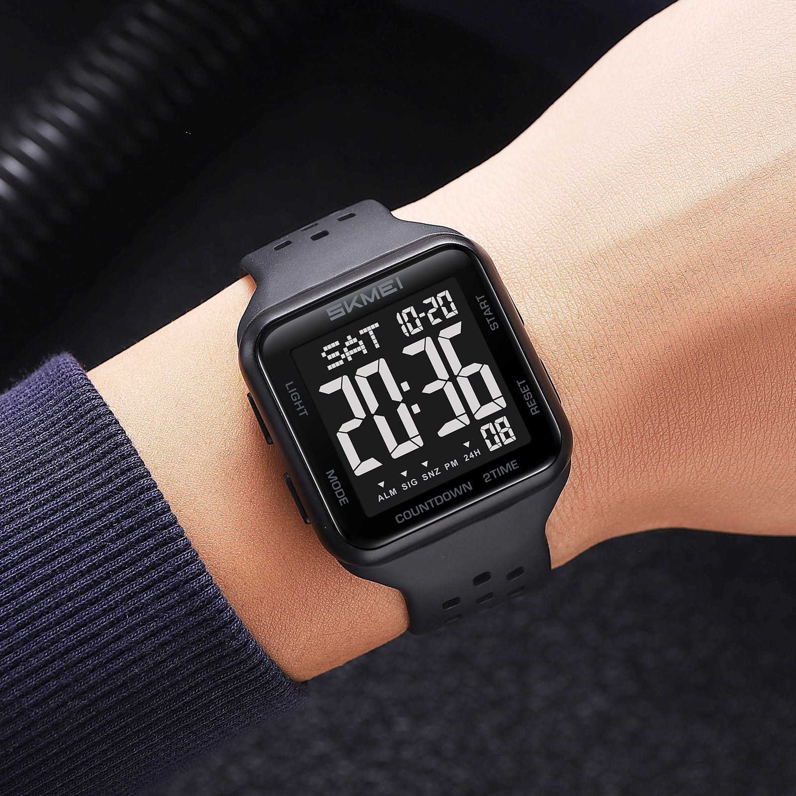 SKMEI Mens Watch Digital Outdoor Sports Waterproof Large Face Wrist Watches for men with LED Back Ligh/Alarm/Stopwatch