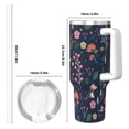 thumbnail image 4 of Junzan Colorful Flowers Pattern 40oz Water Bottle with Handle & Flip Straw,Stainless Steel Insulated Car Cup Coffee Mug with Spill proof Lid Gifts for Women & Men, 4 of 8