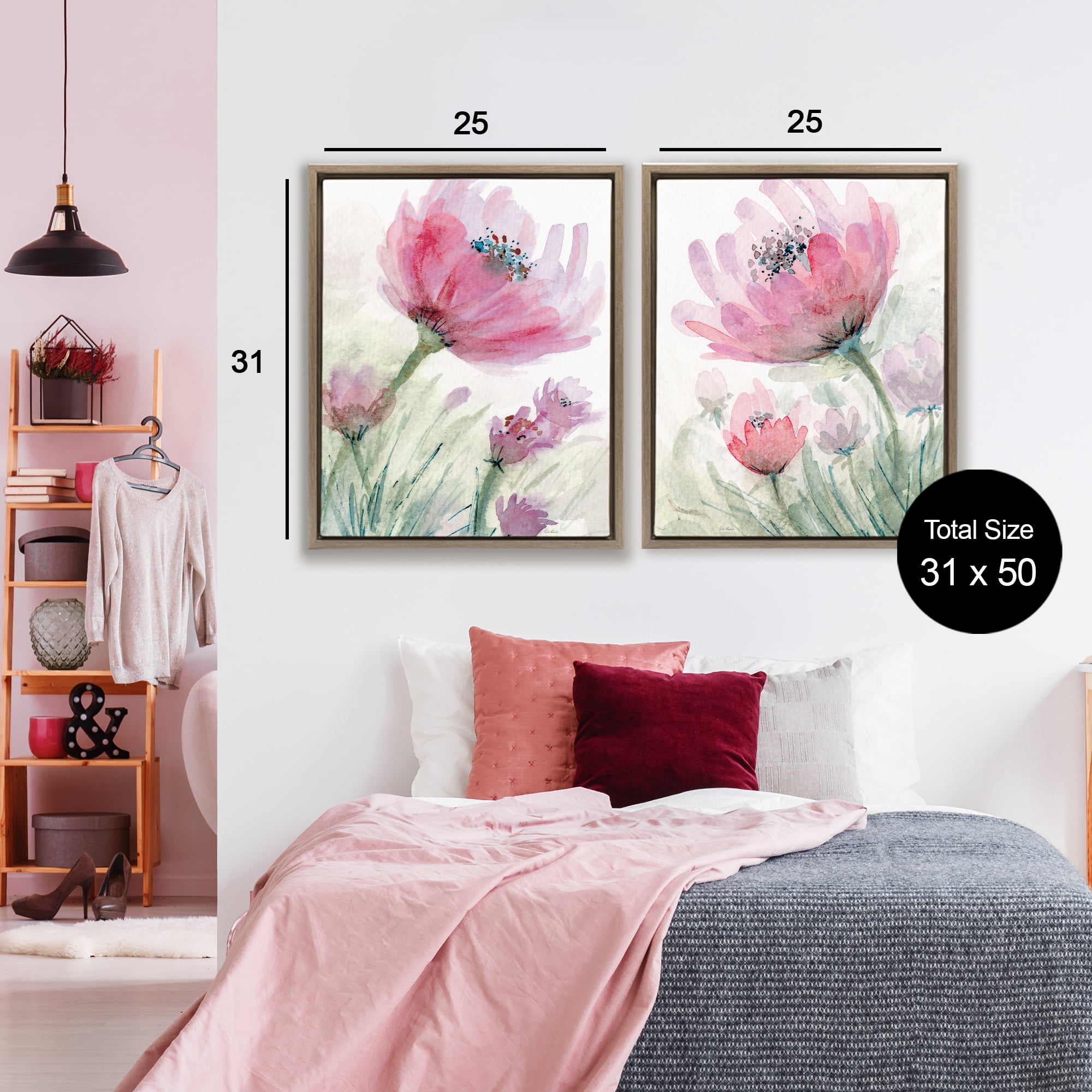 Stupell Industries Speckled Flower Stamens 2 Piece Brown Framed Floater Canvas Set, design by Patti Bishop