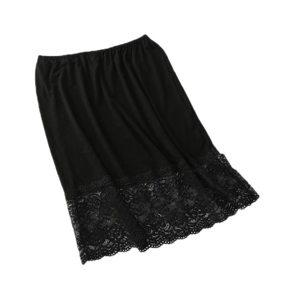 HAORUN Women Floral Lace Trim Half Slip Skirt Safety Underskirt Elastic Waist Casual
