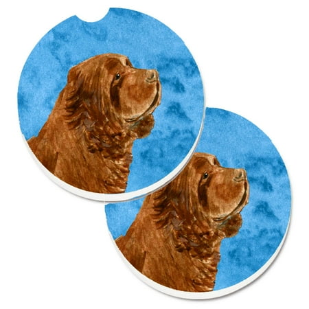 

Carolines Treasures SS4786-BUCARC Blue Sussex Spaniel Set of 2 Cup Holder Car Coasters Large multicolor