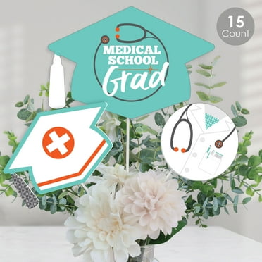 Big Dot of Happiness Medical School Grad - Doctor Graduation Party Centerpiece Sticks - Table Toppers - Set of 15