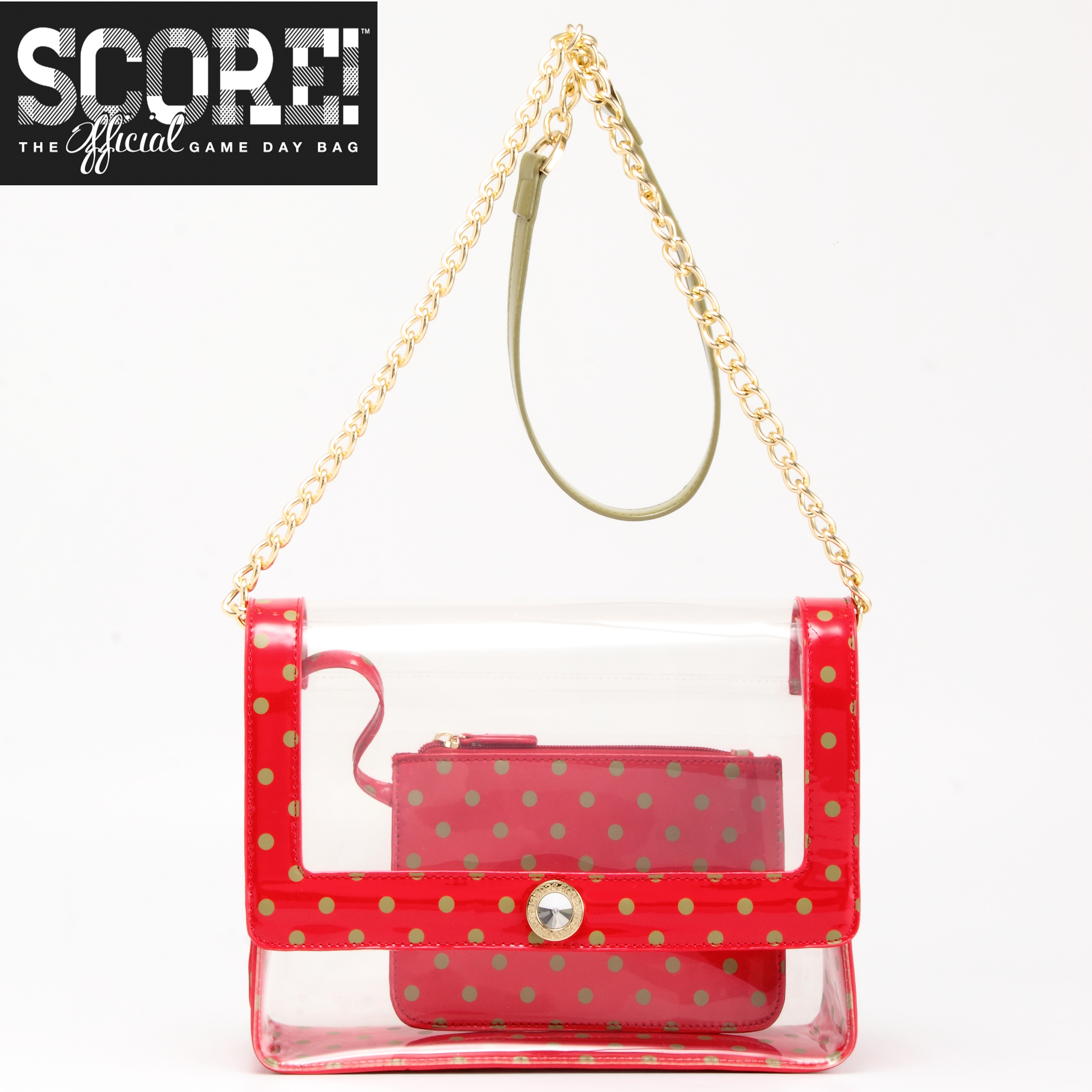 Clear PU Cross Body Shoulder Bag for Game Day Chrissy Racing Red & Olive  Green by The Official Game Day Bag Two Piece Set - Walmart.com
