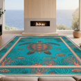 thumbnail image 2 of Design&I 2'x3' Washable Throw Rug Low Profile Daily Traffic Ready Accent Layout Coral Reef Border Marine Ocean Nautical Seashell Fish Turtle Refined for Hallway, Laundry Room, 2 of 7