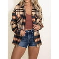 thumbnail image 2 of HSHDLDF Womens Casual Plaid Shacket Button Down Long Sleeve Shirt, 2 of 5