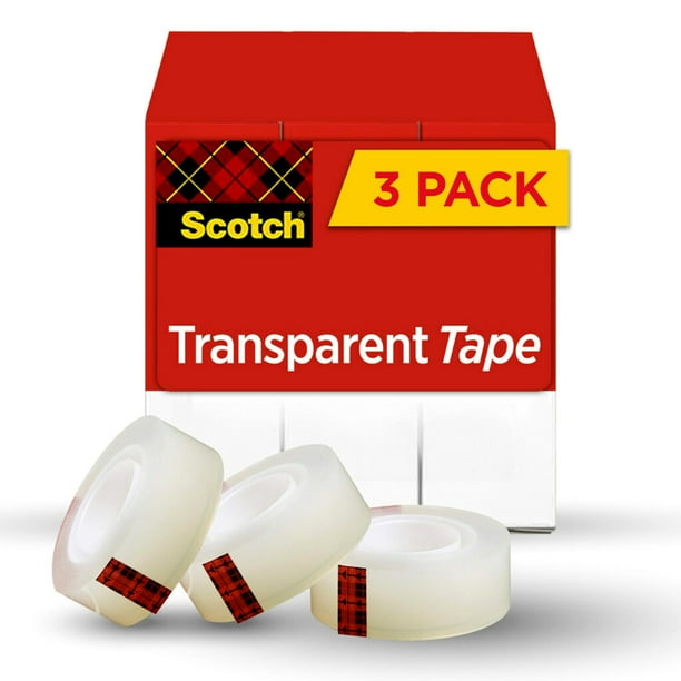 Cinta adhesiva transparente de 3/4 pulgadas x 1000 pulgadas, 3 cajas, 600 K3