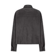 thumbnail image 5 of Luivaraty Suede Jacket Women Plus Size Laple Bomber Jacket Fashion Trendy Long Sleeve Button Up Outwear Jeckets, S-3XL, 5 of 7