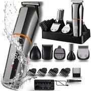 Electric Beard Trimmer for Men, 6 in 1 Professional Mens Grooming Kit for Body Mustache Nose Hair, Wet/Dry Use Hair Clipper, Cordless Trimmer USB Rechargeable, LED Display