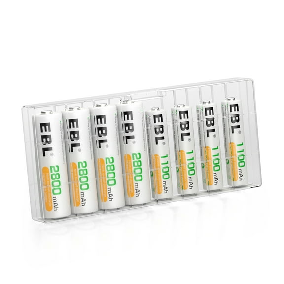 EBL Rechargeable AA Batteries 2800mAh   AAA Rechargeable Batteries 1100mAh (4 Pack), Batteries Combo Pack of 8