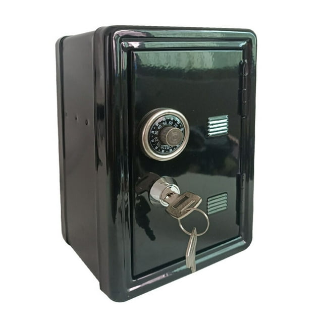 1PC Miniature Metal Safe Box Creative Iron Piggy Bank Mini Strongbox Shape Saving Pot Desktop Money Box Ornaments for Home Black